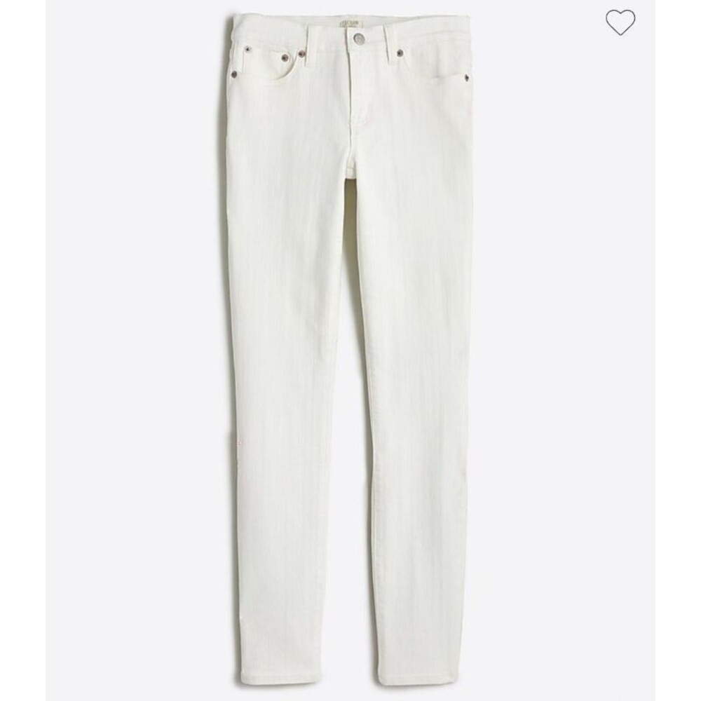 NWT J.Crew Size 26 White Denim 8" Midrise Skinny Jeans 28" Inseam Stretch G1972